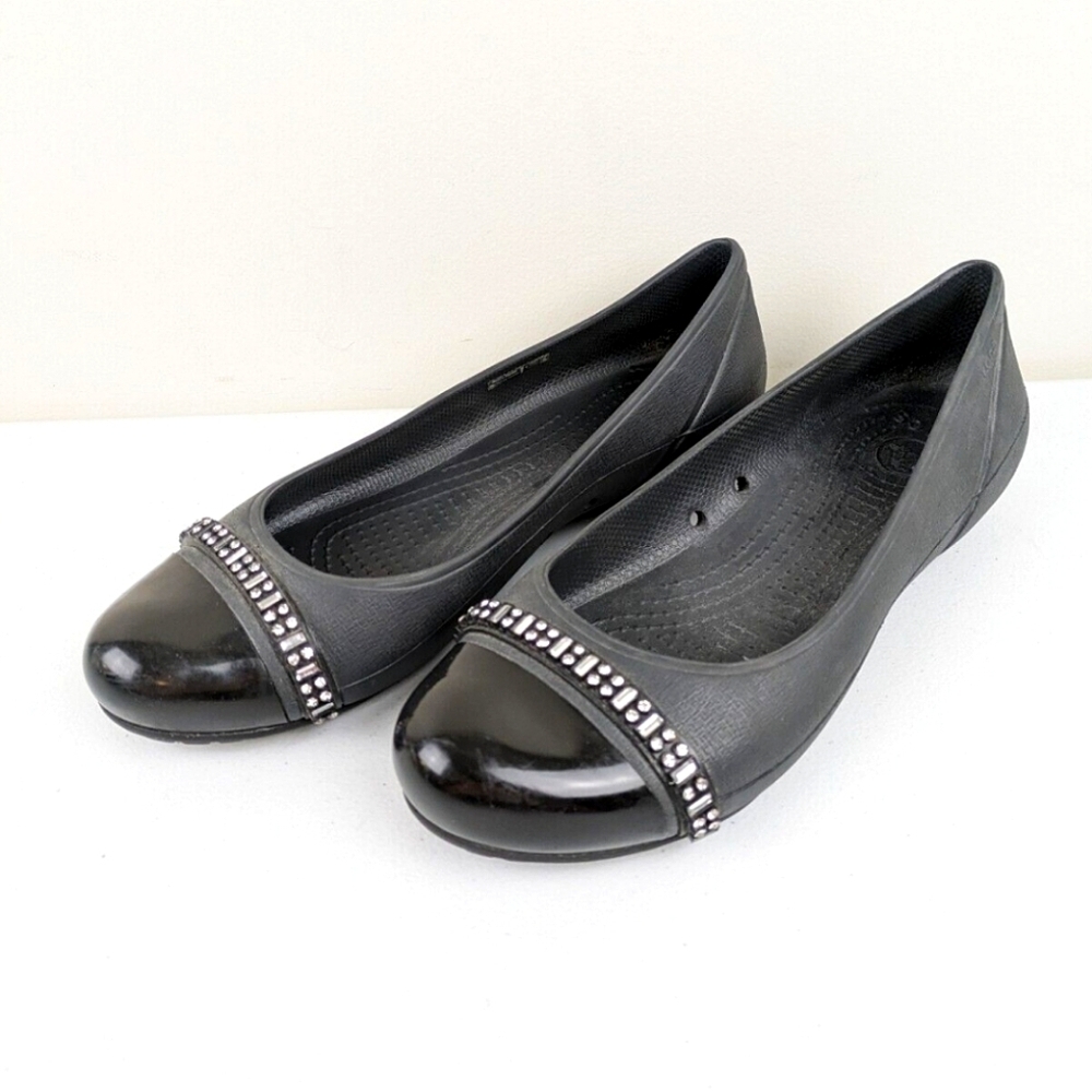 Crocs Black Rhinestone Ballet Flats